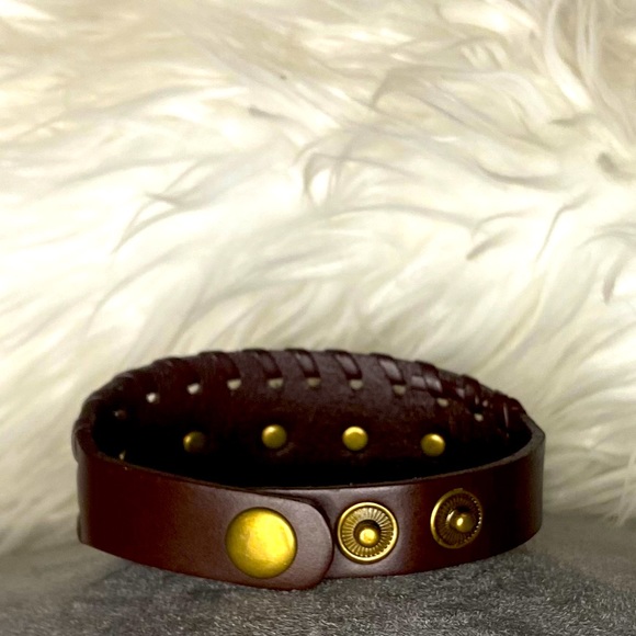 Adjustable Brown Faux Leather Bracelet - Picture 2 of 2